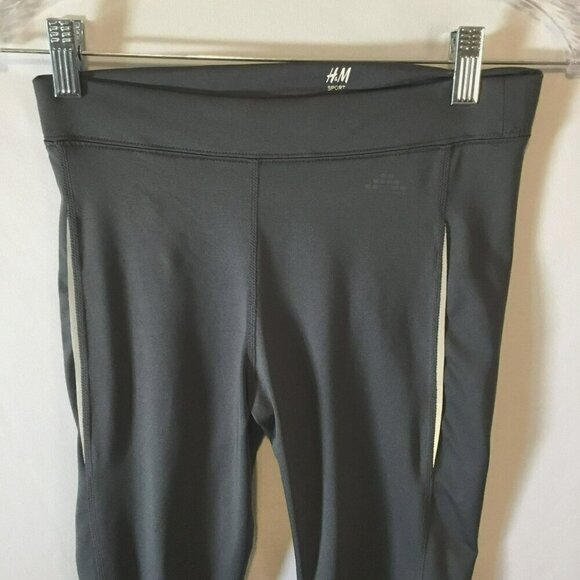 H & M Sport Leggings Zip Leg Full Length Size Small in Gray Activewear Exercise - Picture 2 of 10